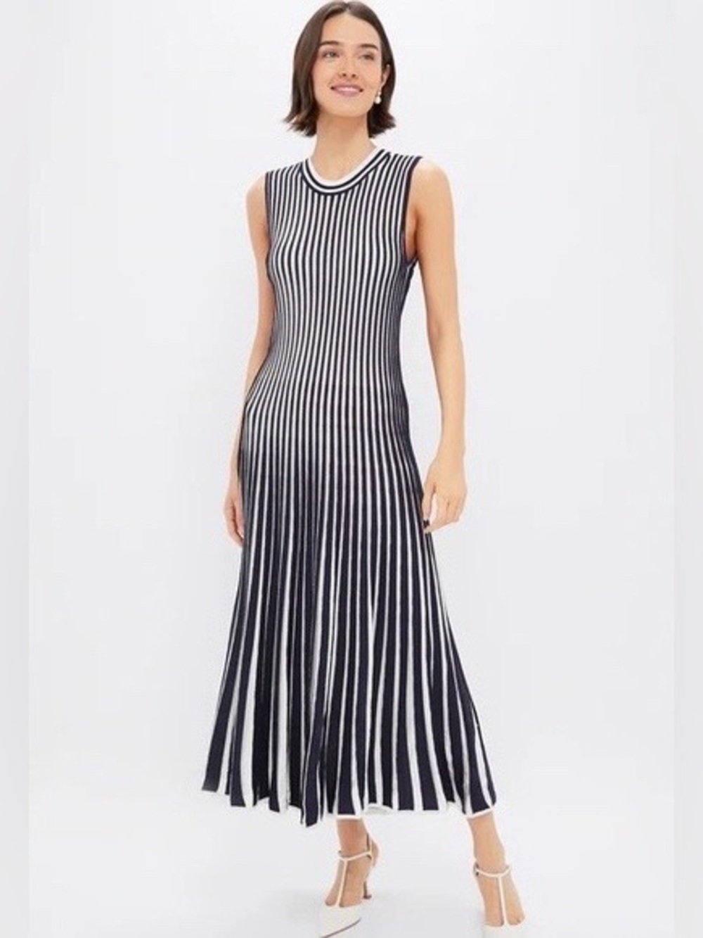 Tuckernuck Black and White Sleeveless Ribbed Midi Dress